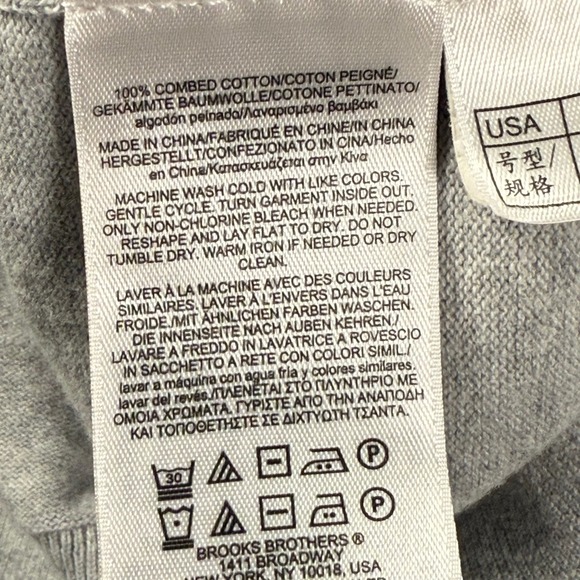 Brooks Brothers Mens XL Combed Cotton Sweater V-Neck Long Sleeve Gray Knit - Picture 8 of 9